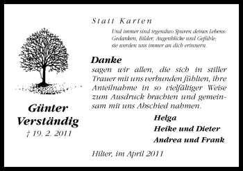 Traueranzeige von Günter Verständig von Neue Osnabrücker Zeitung GmbH & Co. KG