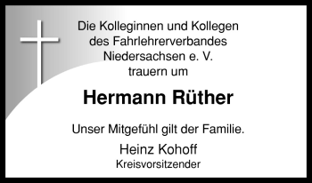 Traueranzeige von Hermann Rüther von Neue Osnabrücker Zeitung GmbH & Co. KG