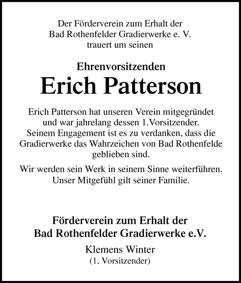  Traueranzeige für Erich Patterson vom 30.04.2011 aus Neue Osnabrücker Zeitung GmbH & Co. KG