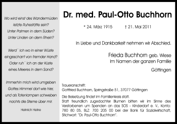 Traueranzeige von Paul-Otto Buchhorn von Neue Osnabrücker Zeitung GmbH & Co. KG