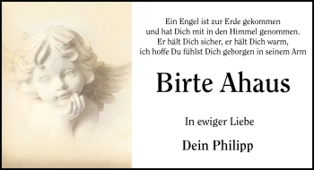 Traueranzeige von Birte Ahaus von Neue Osnabrücker Zeitung GmbH & Co. KG