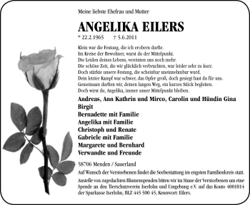 Traueranzeige von Angelika Eilers von Neue Osnabrücker Zeitung GmbH & Co. KG