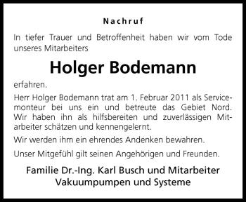 Traueranzeige von Holger Bodemann von Neue Osnabrücker Zeitung GmbH & Co. KG