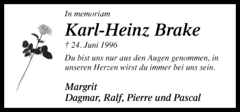 Traueranzeige von Karl-Heinz Brake von Neue Osnabrücker Zeitung GmbH & Co. KG