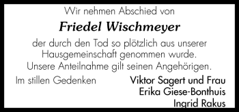 Traueranzeige von Friedel Wischmeyer von Neue Osnabrücker Zeitung GmbH & Co. KG