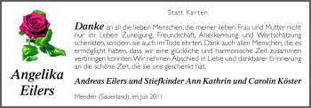 Traueranzeige von Angelika Eilers von Neue Osnabrücker Zeitung GmbH & Co. KG