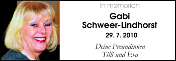 Traueranzeige von Gabi Schweer-Lindhorst von Neue Osnabrücker Zeitung GmbH & Co. KG