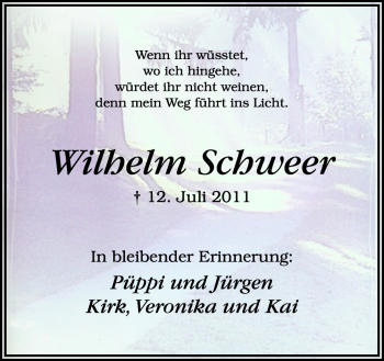 Traueranzeige von Wilhelm Schweer von Neue Osnabrücker Zeitung GmbH & Co. KG