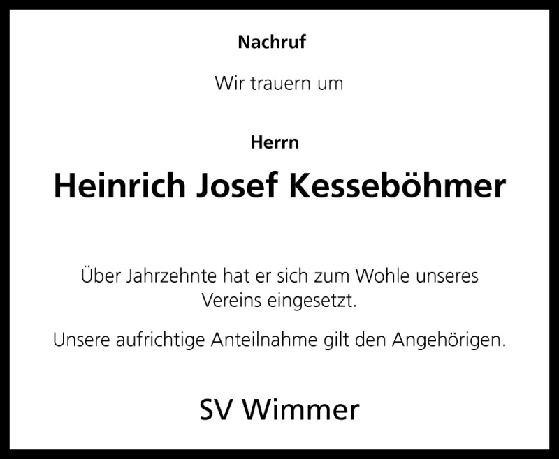  Traueranzeige für Heinrich Josef Kesseböhmer vom 20.07.2011 aus Neue Osnabrücker Zeitung GmbH & Co. KG