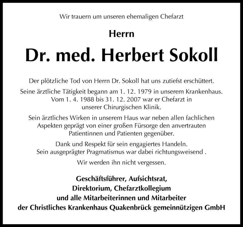  Traueranzeige für Herbert Sokoll vom 21.07.2011 aus Neue Osnabrücker Zeitung GmbH & Co. KG