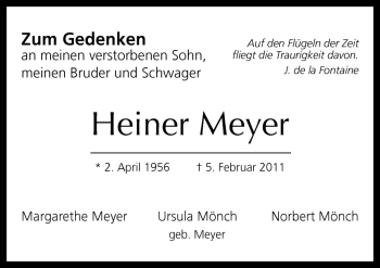 Traueranzeige von Heiner Meyer von Neue Osnabrücker Zeitung GmbH & Co. KG