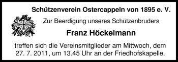 Traueranzeige von Franz Höckelmann von Neue Osnabrücker Zeitung GmbH & Co. KG