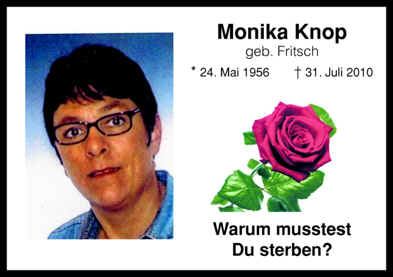 Traueranzeige für Monika Knop vom 30.07.2011 aus Neue Osnabrücker Zeitung GmbH & Co. KG