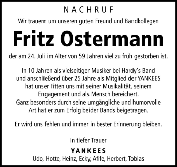 Traueranzeige von Fritz Ostermann von Neue Osnabrücker Zeitung GmbH & Co. KG