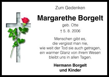 Traueranzeige von Margarethe Borgelt von Neue Osnabrücker Zeitung GmbH & Co. KG