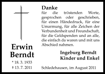 Traueranzeige von Erwin Berndt von Neue Osnabrücker Zeitung GmbH & Co. KG