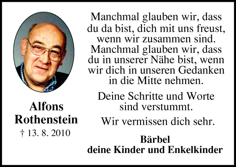  Traueranzeige für Alfons Rothenstein vom 13.08.2011 aus Neue Osnabrücker Zeitung GmbH & Co. KG