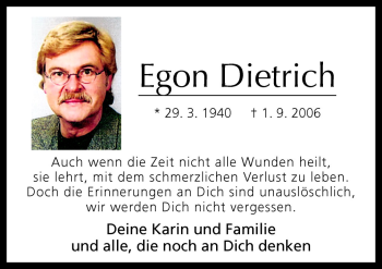 Traueranzeige von Egon Dietrich von Neue Osnabrücker Zeitung GmbH & Co. KG