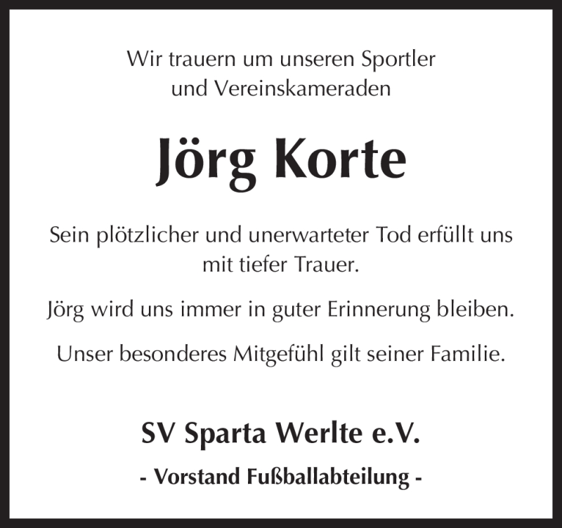  Traueranzeige für Jörg Korte vom 13.01.2012 aus Neue Osnabrücker Zeitung