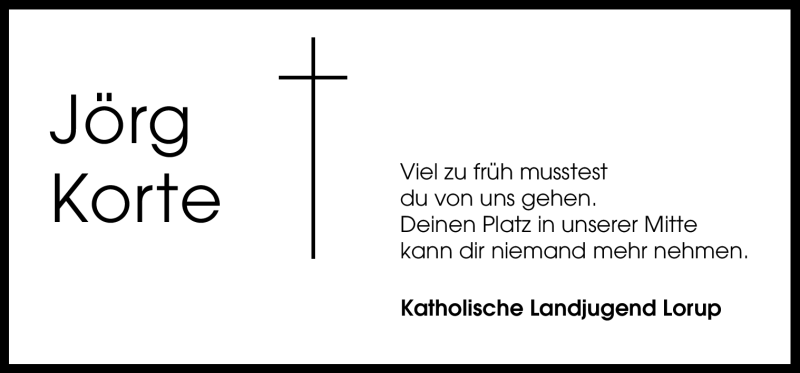  Traueranzeige für Jörg Korte vom 14.01.2012 aus Neue Osnabrücker Zeitung