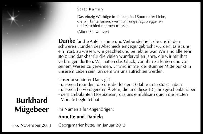  Traueranzeige für Burkhard Mügebeer vom 20.01.2012 aus Neue Osnabrücker Zeitung