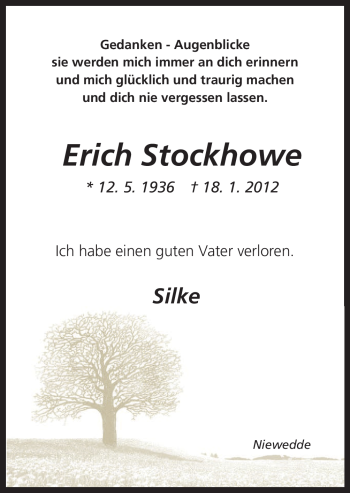 Traueranzeige von Erich Stockhowe von Neue Osnabrücker Zeitung