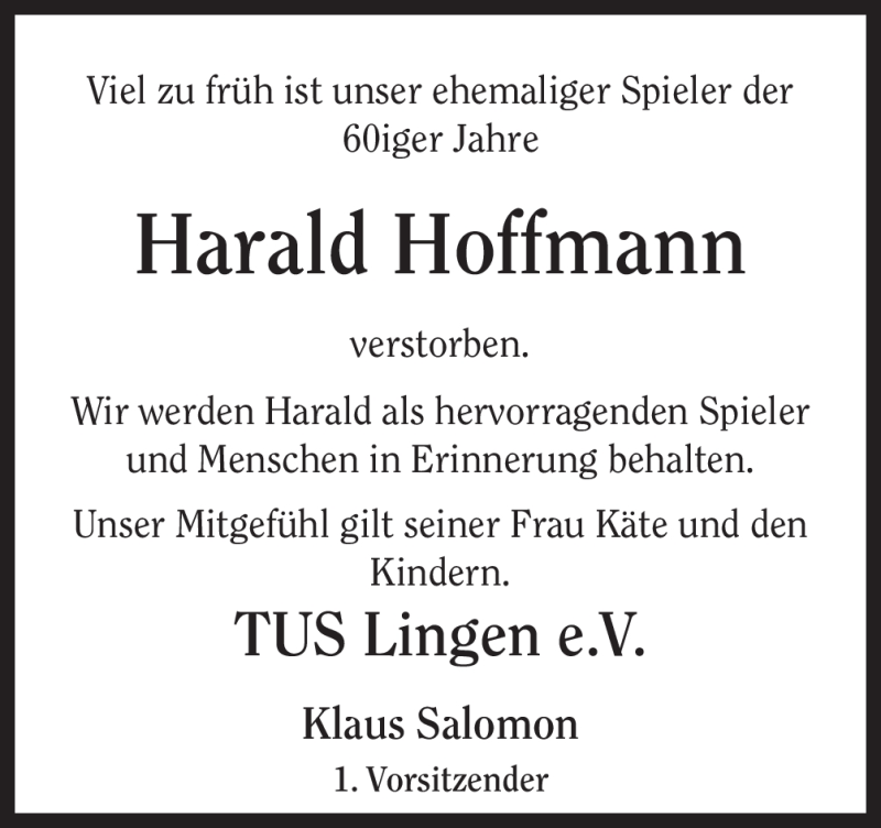  Traueranzeige für Harald Hoffmann vom 30.01.2012 aus Neue Osnabrücker Zeitung