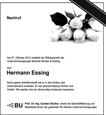 Traueranzeige von Hermann Essing von Neue Osnabrücker Zeitung GmbH & Co. KG
