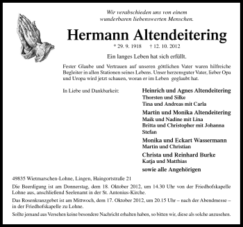 Traueranzeige von Hermann Altendeitering von Neue Osnabrücker Zeitung GmbH & Co. KG