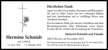 Traueranzeige von Hermine Schmidt von Neue Osnabrücker Zeitung GmbH & Co. KG