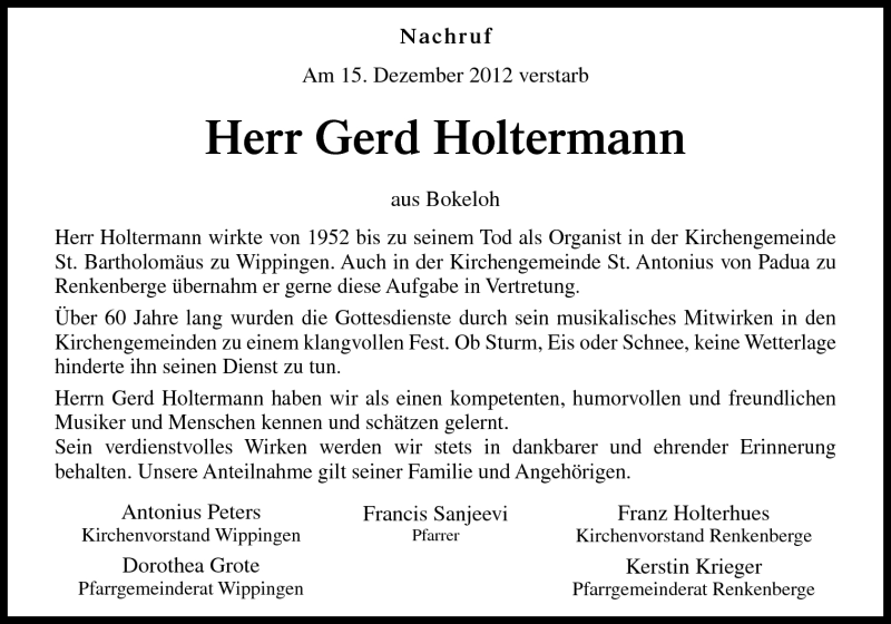  Traueranzeige für Gerd Holtermann vom 20.12.2012 aus Neue Osnabrücker Zeitung GmbH & Co. KG