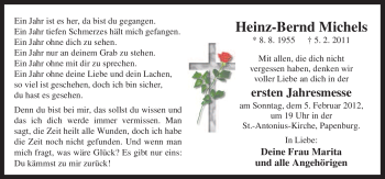 Traueranzeige von Heinz-Bernd Michels von Neue Osnabrücker Zeitung