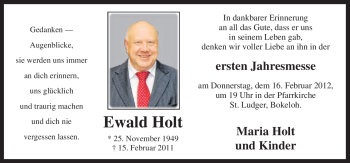 Traueranzeige von Ewald Holt von Neue Osnabrücker Zeitung