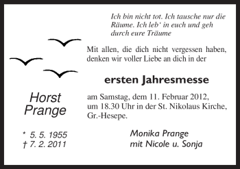 Traueranzeige von Horst Prange von Neue Osnabrücker Zeitung