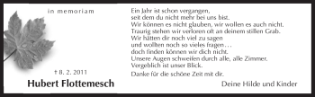 Traueranzeige von Hubert Flottemesch von Neue Osnabrücker Zeitung