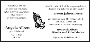 Traueranzeige von Angela Albers von Neue Osnabrücker Zeitung