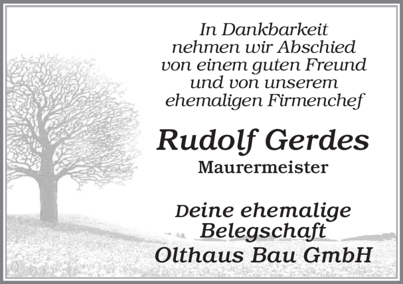  Traueranzeige für Rudolf Gerdes vom 16.02.2012 aus Neue Osnabrücker Zeitung