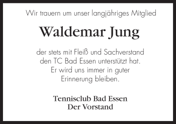 Traueranzeige von Waldemar Jung von Neue Osnabrücker Zeitung