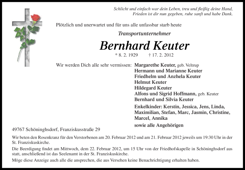  Traueranzeige für Bernhard Keuter vom 20.02.2012 aus Neue Osnabrücker Zeitung