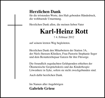 Traueranzeige von Karl-Heinz Rott von Neue Osnabrücker Zeitung