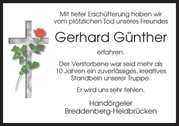 Traueranzeige von Gerhard Günther von Neue Osnabrücker Zeitung