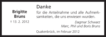 Traueranzeige von Brigitte Bruns von Neue Osnabrücker Zeitung