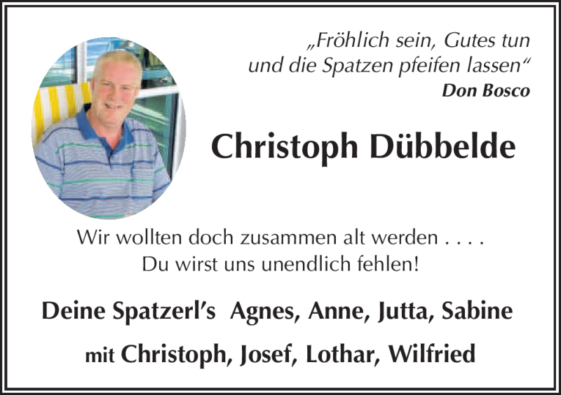  Traueranzeige für Christoph Dübbelde vom 01.03.2012 aus Neue Osnabrücker Zeitung