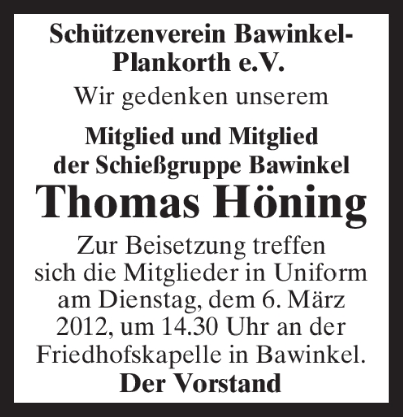  Traueranzeige für Thomas Höning vom 06.03.2012 aus Neue Osnabrücker Zeitung