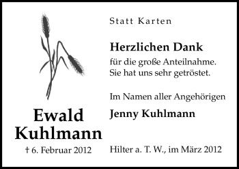 Traueranzeige von Ewald Kuhlmann von Neue Osnabrücker Zeitung