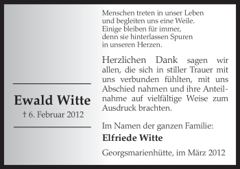 Traueranzeige von Ewald Witte von Neue Osnabrücker Zeitung