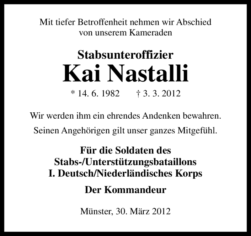  Traueranzeige für Kai Nastalli vom 30.03.2012 aus Neue Osnabrücker Zeitung