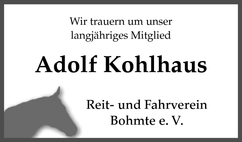  Traueranzeige für Adolf Kohlhaus vom 23.06.2012 aus Neue Osnabrücker Zeitung GmbH & Co. KG