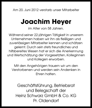 Traueranzeige von Joachim Heyer von Neue Osnabrücker Zeitung GmbH & Co. KG