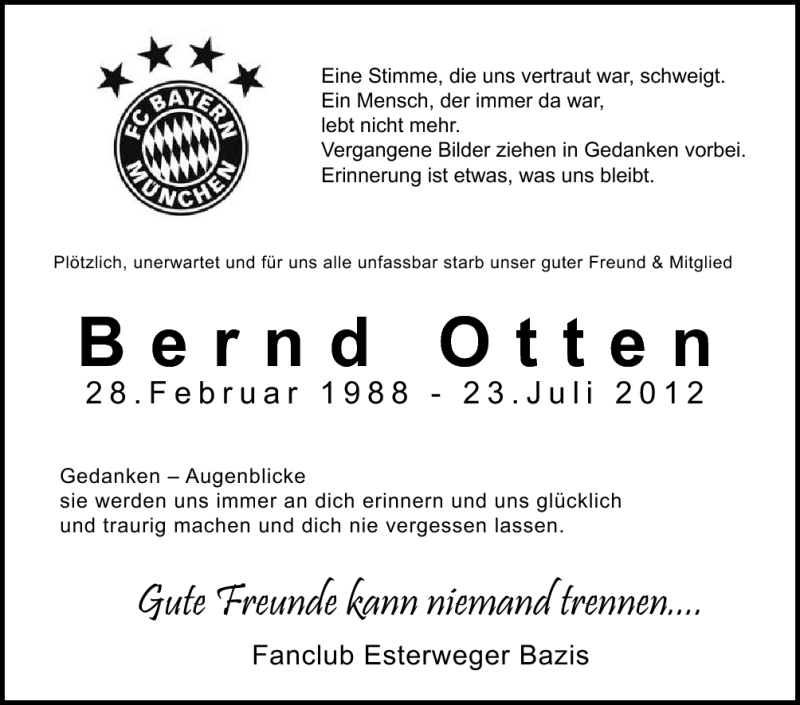  Traueranzeige für Bernd Otten vom 27.07.2012 aus Neue Osnabrücker Zeitung GmbH & Co. KG